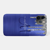 Meisblauw uitstrijken Glitter Brush Metal Monogram Case-Mate iPhone Case (Achterkant (horizontaal))