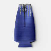 Meisblauw uitstrijken Glitter Brush Metal Monogram Flesjeskoeler (Achterkant)