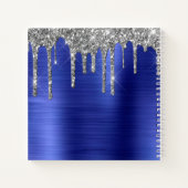 Meisblauw uitstrijken Glitter Brush Metal Monogram Notitieboek (Achterkant)