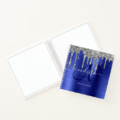 Meisblauw uitstrijken Glitter Brush Metal Monogram Notitieboek (Binnen)