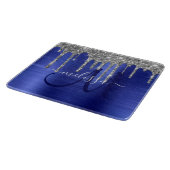 Meisblauw uitstrijken Glitter Brush Metal Monogram Snijplank (Hoek)