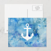 Meisblauw-witte Waterverf Briefkaart (Voorkant / Achterkant)