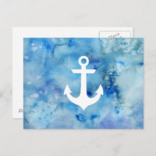 Meisblauw-witte Waterverf Briefkaart (Voorkant / Achterkant)