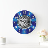 Meisblauw, zilver persoonlijke Basketball Clock Grote Klok (Huis)