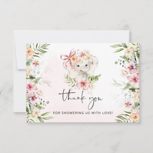 Meiselolifant baby shower bedankt kaart (Voorkant)