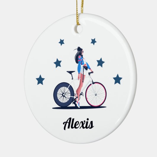 Meisencyclist Fietsenbanden Kind Keramisch Ornament (Links)