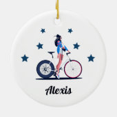 Meisencyclist Fietsenbanden Kind Keramisch Ornament (Achterkant)