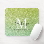 Meisgele groene Ombre Glitter Monogram Naam Muismat (Met muis)