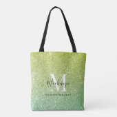 Meisgele groene Ombre Glitter Monogram Naam Tote Bag (Achterkant)