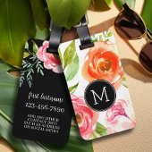 Meisgetinte Waterverf bloemen Aangepast monogram Bagagelabel