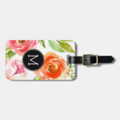 Meisgetinte Waterverf bloemen Aangepast monogram Bagagelabel (Voorkant horizontaal)