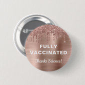 Meisgevaccineerd Roos Gold Glitter Ronde Button 5,7 Cm (Voorkant /achterkant)