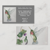 Meisgrijze Elegant Hummingbird Waterverf Visitekaartje (Voorkant / Achterkant)