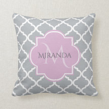 Meisgrijze Quatrefoil Lavender Monogram en naam
