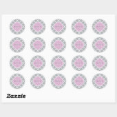 Meisgrijze Quatrefoil Lavender Monogram en naam Ronde Sticker (Vel)