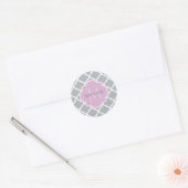 Meisgrijze Quatrefoil Lavender Monogram en naam Ronde Sticker (Envelop)