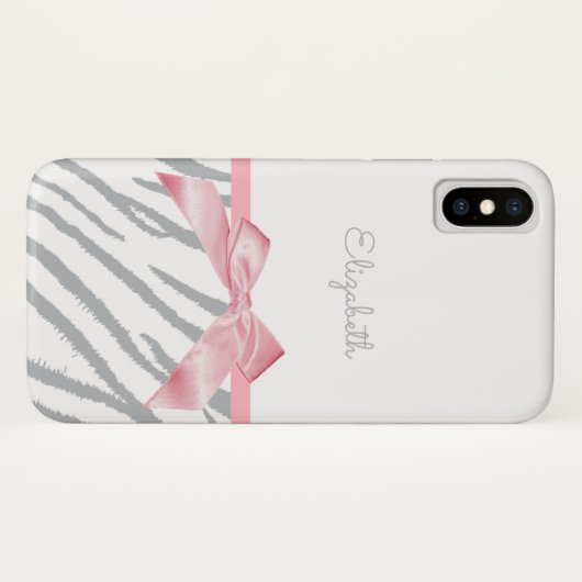 Meisgrijze tijgerstrepen — Dierafdrukken met naam Case-Mate iPhone Case (Achterkant (horizontaal))