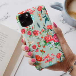 Meisgroen bloemen en rozen insectenpatroon Case-Mate iPhone case