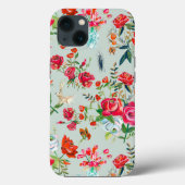 Meisgroen bloemen en rozen insectenpatroon Case-Mate iPhone case (Achterkant)