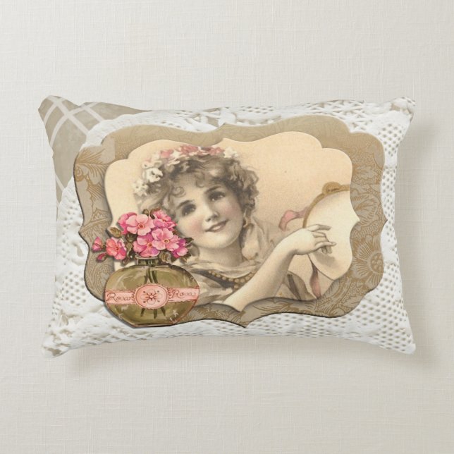  meisje2 met wieltjes Ivory Lace Doily AccentPillo Accent Kussen (Voorkant)