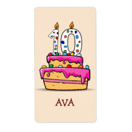 Meisje 10e verjaardag, 10 op de zoete roze Cake Etiket