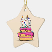 Meisje 10e verjaardag, 10 op de zoete roze Cake Keramisch Ornament (Links)