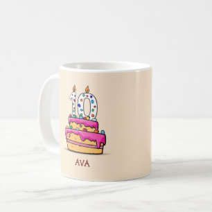 Meisje 10e verjaardag, 10 op de zoete roze Cake Koffiemok