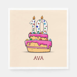 Meisje 10e verjaardag, 10 op de zoete roze Cake Servet