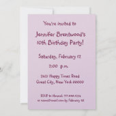 Meisje 10e verjaardag Party uitnodiging ROZE kaars (Achterkant)