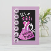 Meisje 10e verjaardag Party uitnodiging ROZE kaars (Staand voorkant)