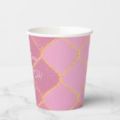 Meisje 10e Verjaardag Roze Gouden Glitter Papieren Bekers (Links)