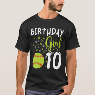 Meisje 10e verjaardag Softball Girls Player Funny T-shirt