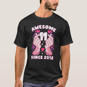 Meisje 11e verjaardag, geboren in 2012, K-pop hart T-shirt