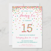 Meisje 15e verjaardag Uitnodiging vijftiende verja (Voorkant)