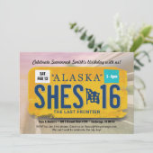 Meisje 16e verjaardag Alaska licentie uitnodiging (Staand voorkant)