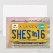 Meisje 16e verjaardag Alaska licentie uitnodiging (Voorkant / Achterkant)