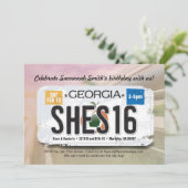 Meisje 16e verjaardag Georgia License Invitation Kaart (Staand voorkant)