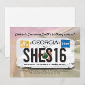 Meisje 16e verjaardag Georgia License Invitation Kaart (Voorkant / Achterkant)