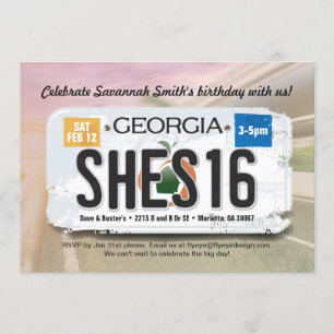 Meisje 16e verjaardag Georgia License Invitation Kaart