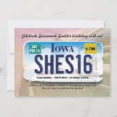 Meisje 16e verjaardag Iowa licentie uitnodiging (Voorkant)