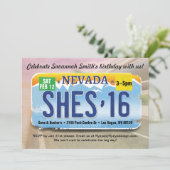 Meisje 16e verjaardag Nevada licentie uitnodiging (Staand voorkant)