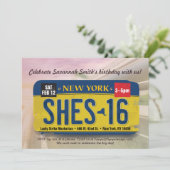Meisje 16e verjaardag New York License Invitation Kaart (Staand voorkant)