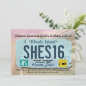 Meisje 16e verjaardag RI licentie uitnodiging (Staand voorkant)
