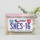 Meisje 16e verjaardag Texas licentie uitnodiging (Staand voorkant)