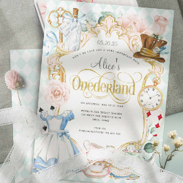 Meisje 1 verjaardag Alice's Onederland Tea party Kaart