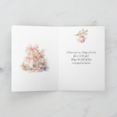 Meisje 1e kerst Roze sneeuwman Feestdagen Kaart (Binnen)