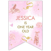 Meisje 1e verjaardag Ballet Pink Ballerina Vlaggetjes (Eerste vlag)