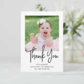 Meisje 1e verjaardag bedankkaart (Staand voorkant)