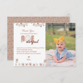 Meisje 1e Verjaardag | Rainbow Boho Bedankkaart (Voorkant / Achterkant)