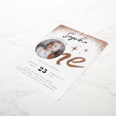 Meisje 1e Verjaardag Roos Gouden Foto Folie Uitnodiging (Gedraaid)